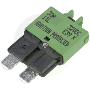 Varovalka termalna ročno ponastavljiva - 28V 30A - dolžina 34,4 mm - zelena - Kramp SI25030