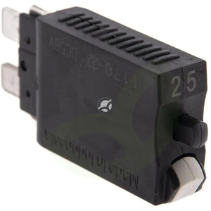 Varovalka termalna ročno ponastavljiva - 28V 25A - dolžina 51,6 mm - bela - E.T.A SI26025