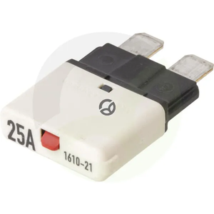 Varovalka termalna ročno ponastavljiva - 28V 25A - dolžina 34,4 mm - bela - E.T.A SI25025