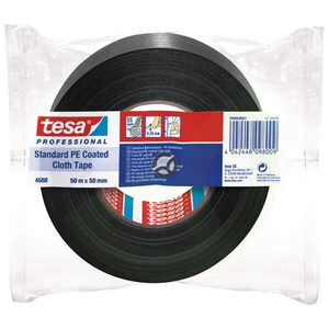 Trak - tkanina - standardno prevlečen s PE - črn - 50 m x 50 mm -  TESA 46880002900