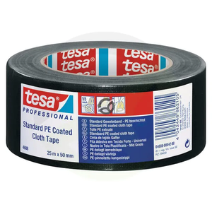 Trak - tkanina - standardno prevlečen s PE - črn - 25 m x 50 mm -  TESA 46880004200