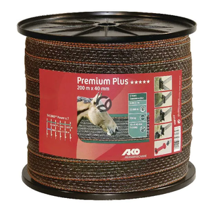 Trak za pastir, 40 mm x 200 m, rjava/oranžna - AKO 449122