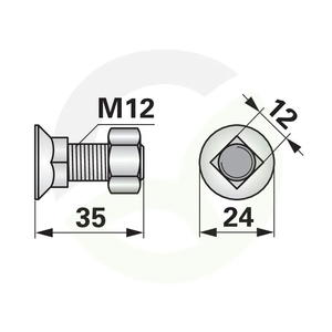 4-kotni Vijak za plug M12X35, 10.9, 10 kos