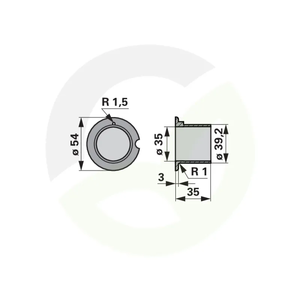 Ležaj drsni z robom, ID 35 x AD 39 x H 35 mm Pöttinger 410.551