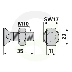 Vijak prsta M10x35 z matico, 10 kos