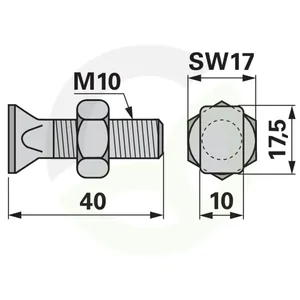 Vijak prsta M10x40 z matico, MÖRTL M019961