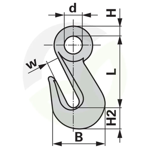 Bremenski kavelj HSW 10 mm - očesni z varovalom - lakirano jeklo
