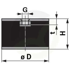 Gumijasti-kovinski blažilnik tip 5, 25 x 20 mm cilindrični 1x notranji navoj M6 x 6 mm