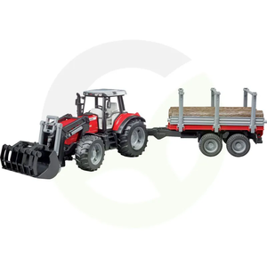 Bruder traktor Massey Ferguson 7600 z nakladačem in prikolico (02046)