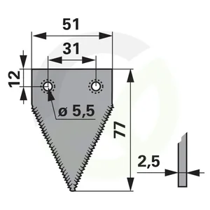 Nož kosilnice 77X51 mm 25 Kos, 25 Kos