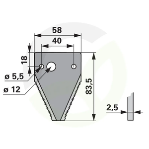 Nož za strižne kosilnice 58 mm zobat 3 luknje za Rapid 257246, 25 kos