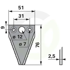 Nož za kosilnico ustreza BCS 5905060096, 25 Kos