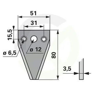 Nož za kosilnico gladek 3,5 mm za Moty
