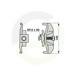 Nosilec kraka komplet M12X60 mm, Pöttinger novi tip