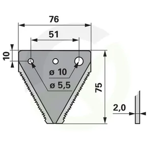 Rezilo kosilnice nazobčano na levi strani 2 mm ustreza 8670/5