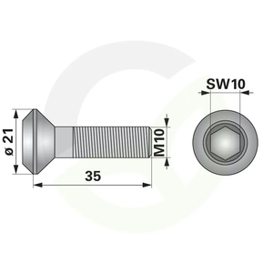 Imbus vijak ugrezni M10x35 SS002, 10 kosov