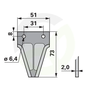 Nož za strižne kosilnice gladek 2 mm ustreza 470712