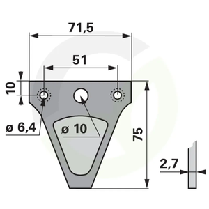 Nož za strižne kosilnice gladek 2,7 mm 3 luknje ustreza ESM 3440641