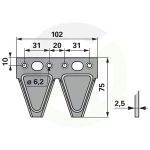 Nož kose ESM dvojni 3441321 2,5 mm