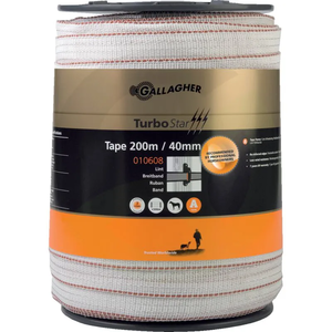 Trak pašne ograje Turbo Star, 40 mm, bel, 200 m, 010608