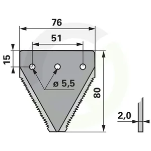 Nož za kosilnico DIN 80 3 luknje, 5,5 mm, 25 kos