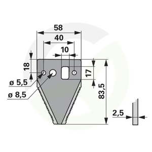 Nož za strižne kosilnice 58 mm zobat 4 luknje za Rapid 257245, 25 kos