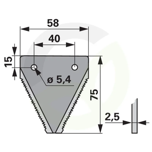 Nož kosilnice nazobčan 2,5 mm 36/5gR Fux, 25 kos