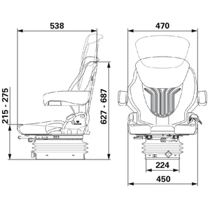 Traktorski sedež - Compacto Basic XM - Umetno usnje - Mehansko vzmeten - Grammer 1341911