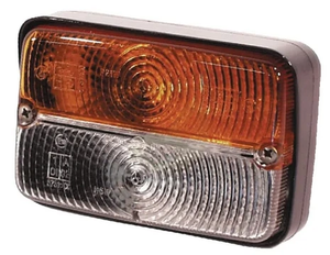 Smerna in pozicijska luč pravokotna, 12V - jantarna/prozorna - privijačena - 120x56x80mm - Cobo 03446000