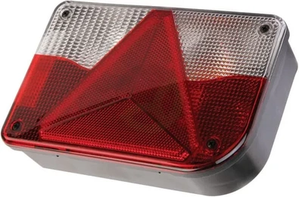 Zadnja luč desna pravokotna - 12/24V - rdeča/transparentna/jantarna - privijačena - 200x55x130mm - Jokon 102110160