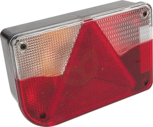 Zadnja luč leva pravokotna - 12V - rdeča/prozorna/jantarna - privijačena - 200x130mm - Jokon 102110110