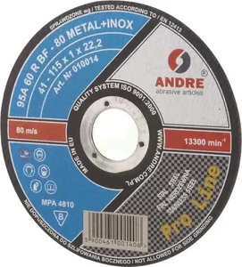Jekleni rezalni disk, ploščat 115 x 1 x 22 - Andre 1861161310