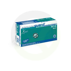 Delovne rokavice modre za enkratno uporabo iz nitrilne gume, dolge 24 cm, velikost 8/M - Semperguard 3000001628