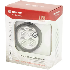 Delovna luč LED - 40W - 4000lm - okrogla - bela - AMP vtič - točkovni snop - 4 LED - 360 stopinj - Kramp LA10551SP