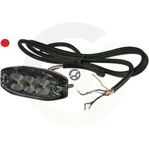 Utripajoča opozorilna lučka LED - pravokotna - 10/30V - rdeča - 82x30x9mm - 3 LED - Kramp LA20073R
