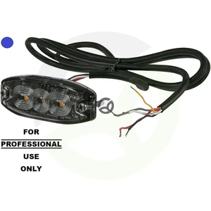 Utripajoča opozorilna lučka LED - pravokotna - 10/30V - modra - 82x30x9mm - 3 LED - Kramp LA20073B