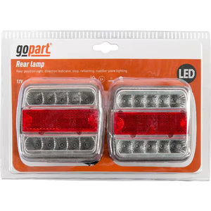 Komplet zadnje luči LED, kvadratni, 12V, 100x100x40mm, bajonet 5-pinski - Gopart LA99200SGP