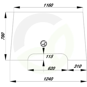 Vetrobransko steklo - zgornje - John Deere RT6005028924