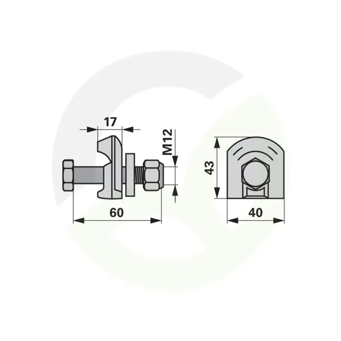 Nosilec kraka komplet M12X60 mm, FORT